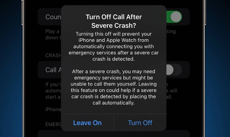 原平苹果14维修分享 iPhone 14 和 Apple Watch 上关闭崩溃检测 